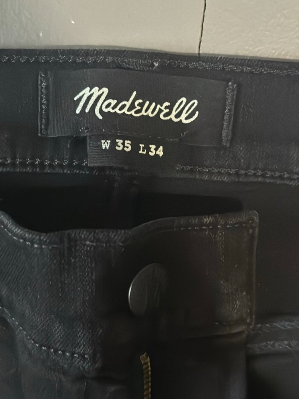 Madewell Men's Black Slim Fit Jeans Size 35x34 - Picture 2 of 3
